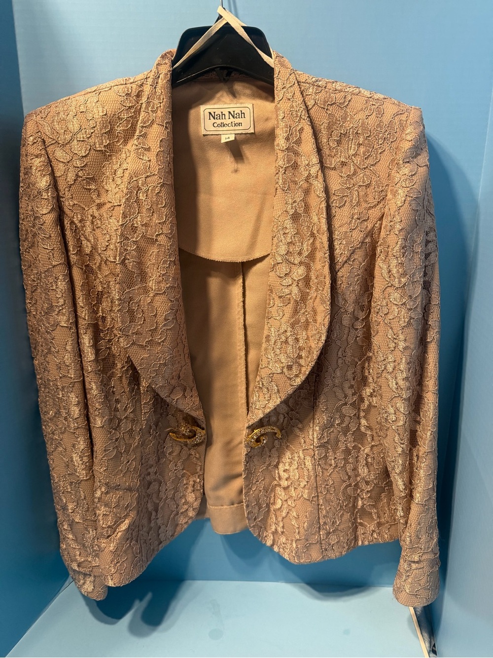 Vintage Nah Nah Collection Women's Lace Blazer in Beige